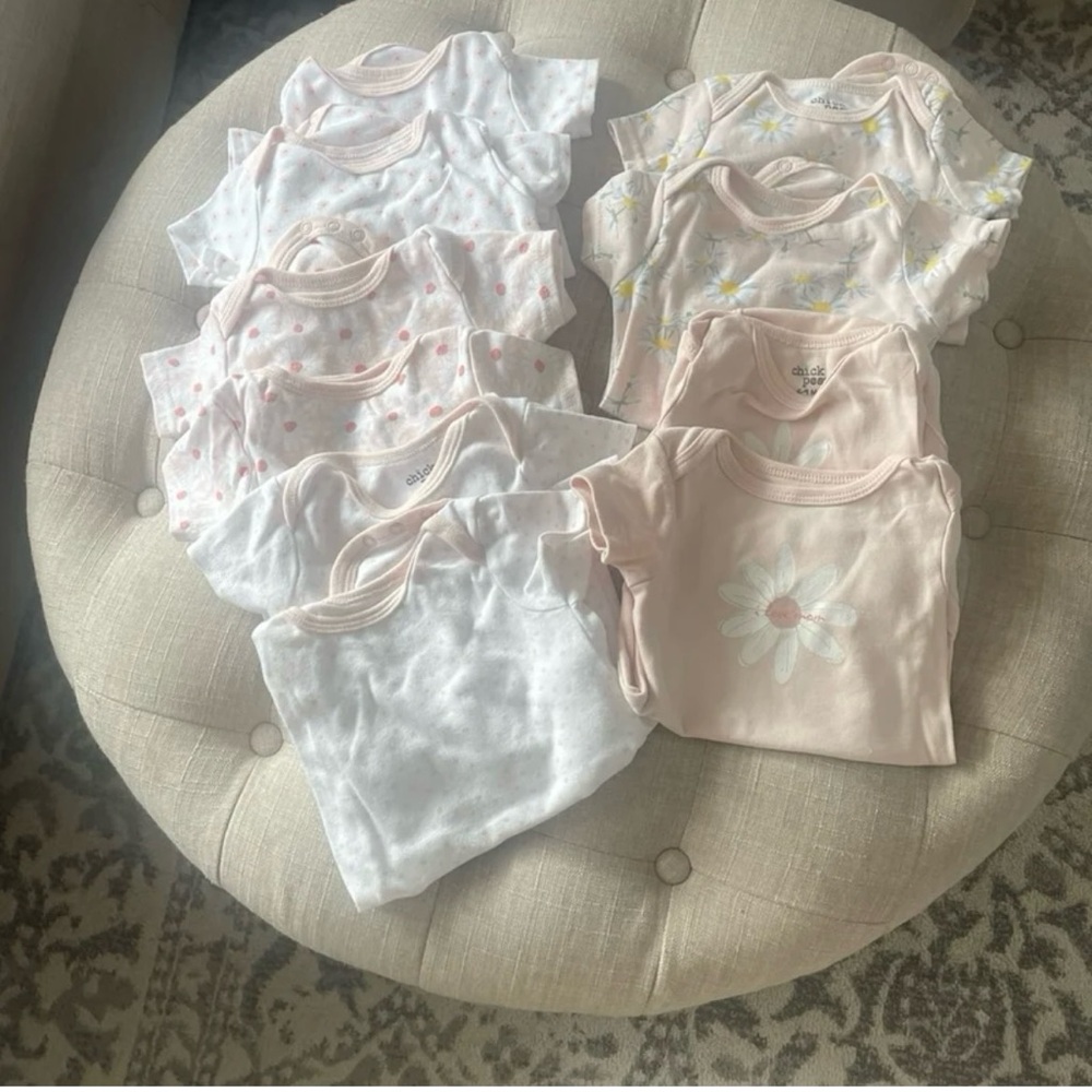 Infant Short-Sleeve Onesies - Pink & White Floral Set